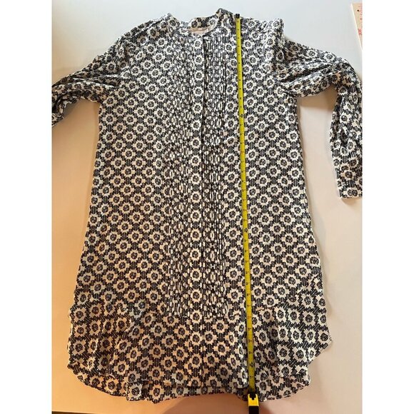 TORY BURCH Ikat silk ruffle pleated shirt dress 12 luxury officecore lightweight - Picture 8 of 9